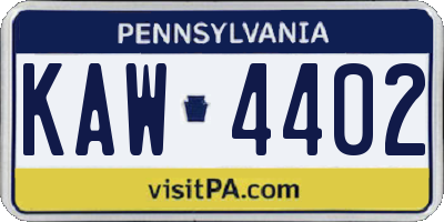 PA license plate KAW4402