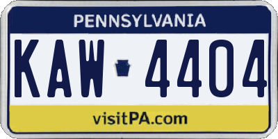 PA license plate KAW4404