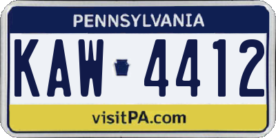 PA license plate KAW4412
