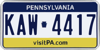 PA license plate KAW4417