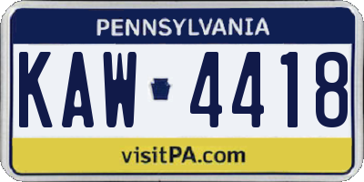 PA license plate KAW4418