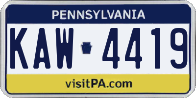 PA license plate KAW4419