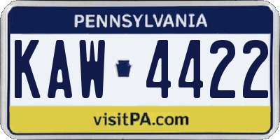 PA license plate KAW4422