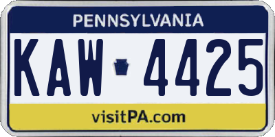 PA license plate KAW4425