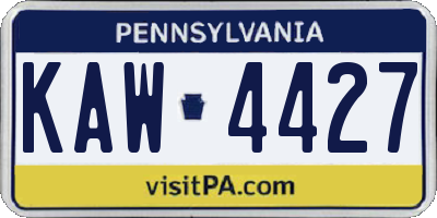 PA license plate KAW4427