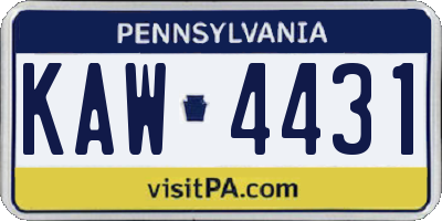 PA license plate KAW4431