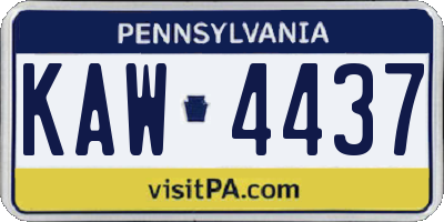 PA license plate KAW4437