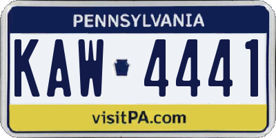 PA license plate KAW4441