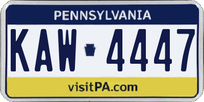 PA license plate KAW4447