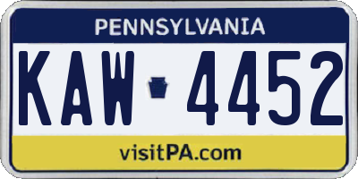 PA license plate KAW4452