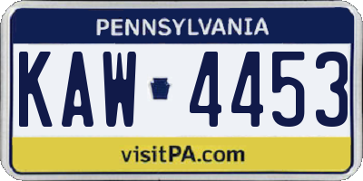 PA license plate KAW4453