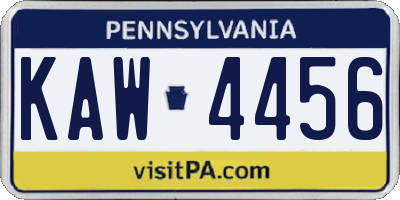 PA license plate KAW4456