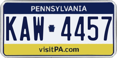 PA license plate KAW4457