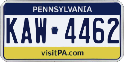 PA license plate KAW4462