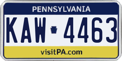 PA license plate KAW4463