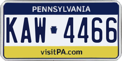 PA license plate KAW4466