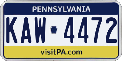 PA license plate KAW4472