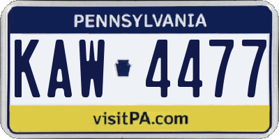 PA license plate KAW4477