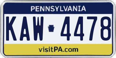 PA license plate KAW4478