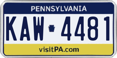 PA license plate KAW4481
