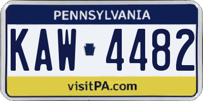 PA license plate KAW4482