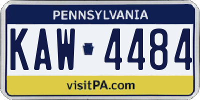 PA license plate KAW4484