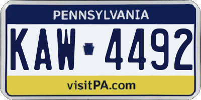 PA license plate KAW4492