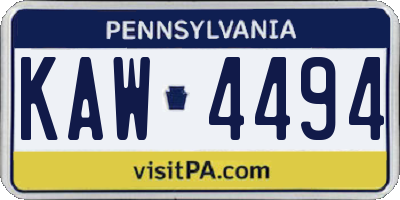 PA license plate KAW4494