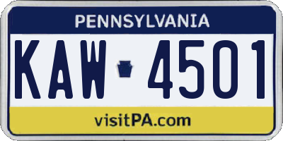 PA license plate KAW4501