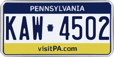PA license plate KAW4502