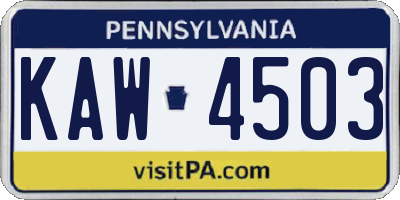 PA license plate KAW4503