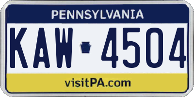PA license plate KAW4504