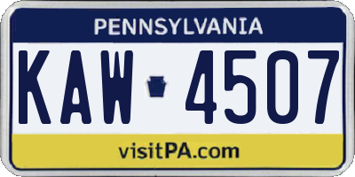 PA license plate KAW4507