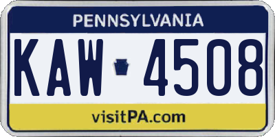 PA license plate KAW4508