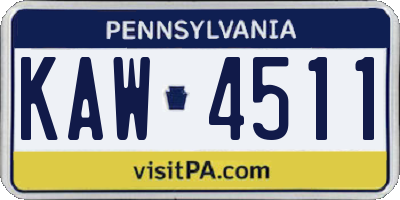 PA license plate KAW4511
