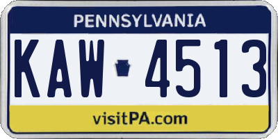 PA license plate KAW4513