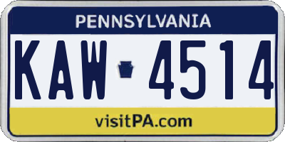 PA license plate KAW4514