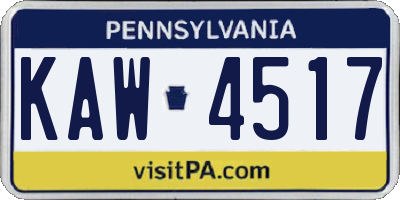 PA license plate KAW4517