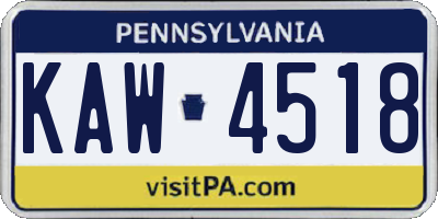 PA license plate KAW4518