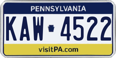 PA license plate KAW4522