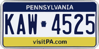 PA license plate KAW4525