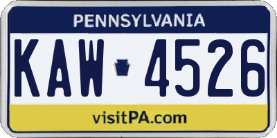 PA license plate KAW4526