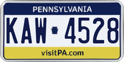 PA license plate KAW4528