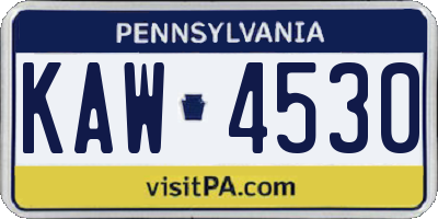 PA license plate KAW4530