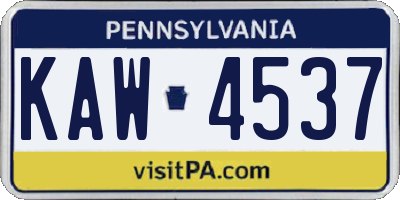 PA license plate KAW4537