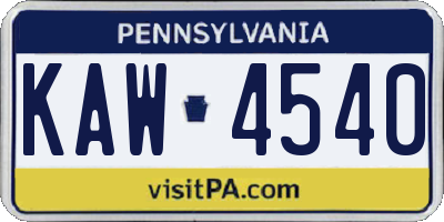 PA license plate KAW4540