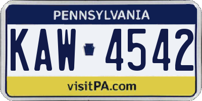 PA license plate KAW4542