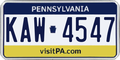 PA license plate KAW4547