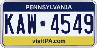 PA license plate KAW4549