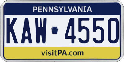 PA license plate KAW4550